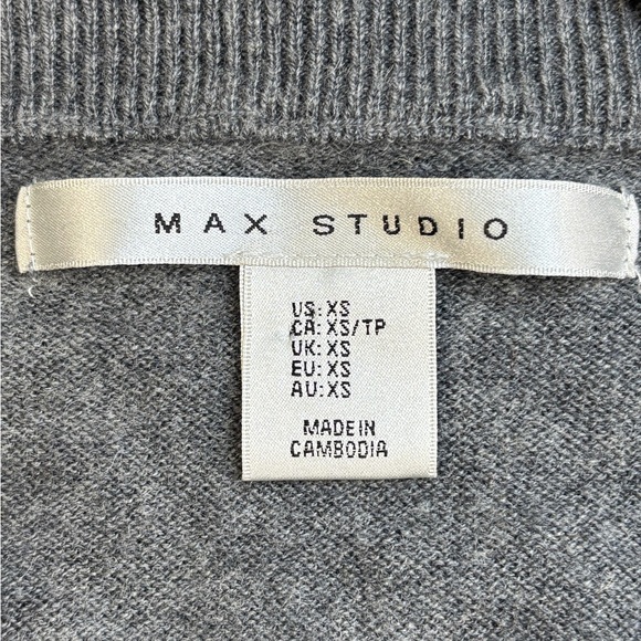 Max Studio Merino Wool Blend Open Front Cardigan XS Gray Pockets Grey Classic - Picture 8 of 10